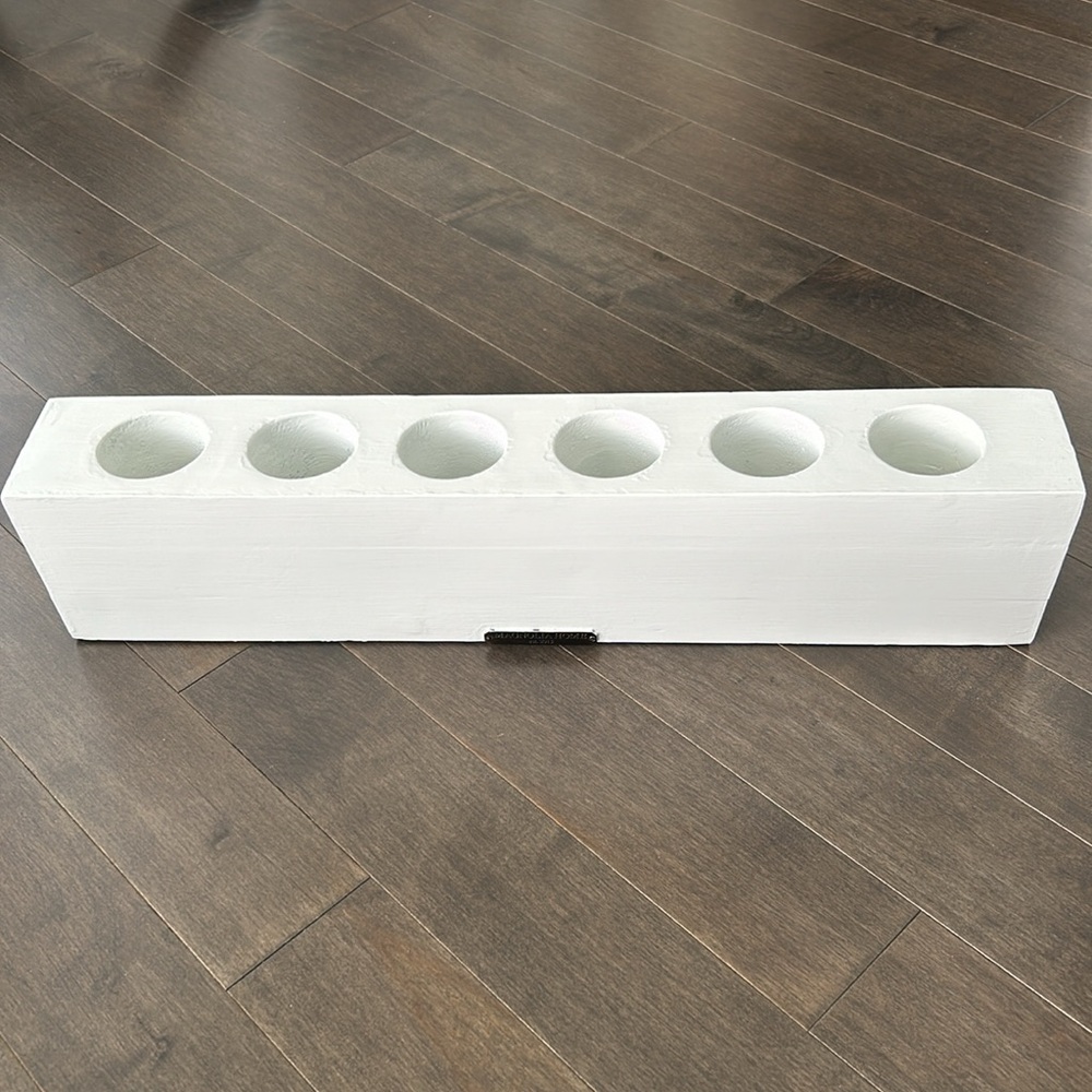 MAGNOLIA HOME White Wooden Sugar Mold, Plant Candle Holder Decor, Joanna Gaines